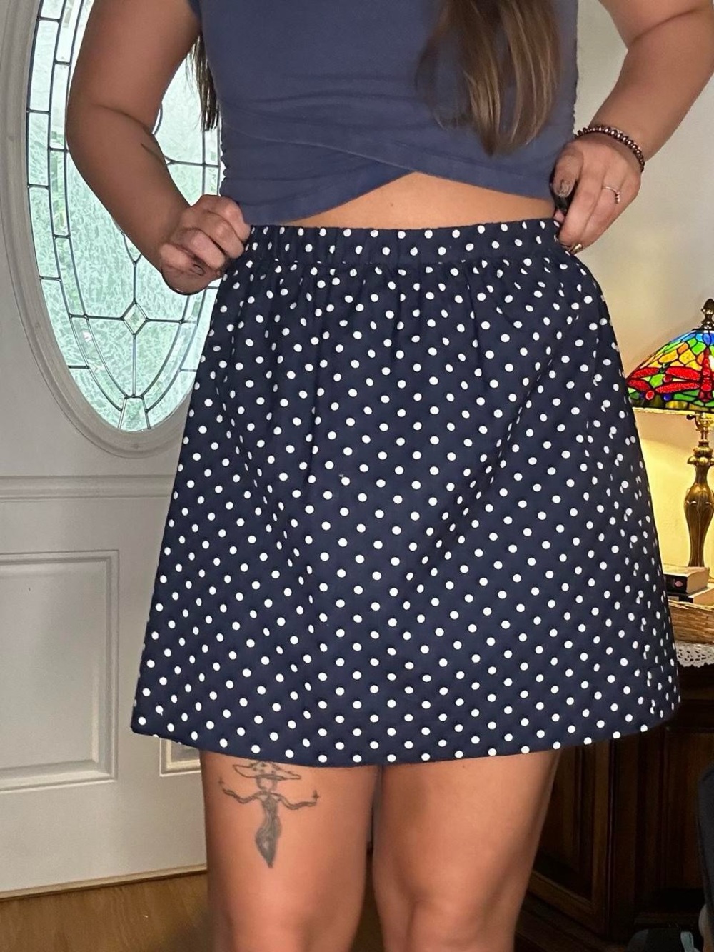 Crewcuts Navy Polka Dot Skater Skirt
